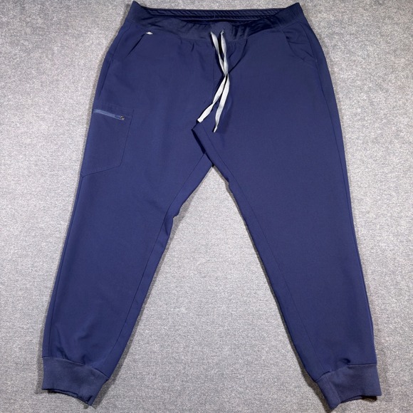 Figs Pants - FIGS Zamora Jogger Scrub Pants Women XXL Navy Blue Cargo Pockets Drawstring